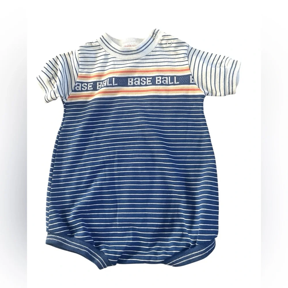 Vintage Health-Tex Made in‎ USA Baseball Romper Infant Size 24 Months
